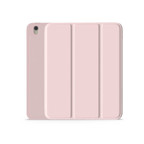 Apple iPad 10.9 (2022) tablet tok (Smart Case) on/off funkcióval, Apple Pencil tartóval - Devia Rosy Series Leather Case With Pencil Slot - pink