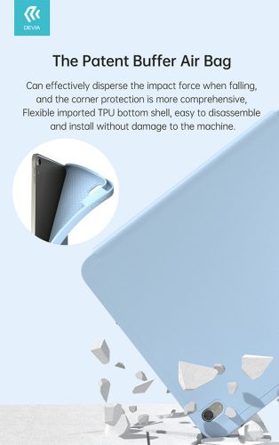 Apple iPad 10.9 (2022) tablet tok (Smart Case) on/off funkcióval, Apple Pencil tartóval - Devia Rosy Series Leather Case With Pencil Slot - pink