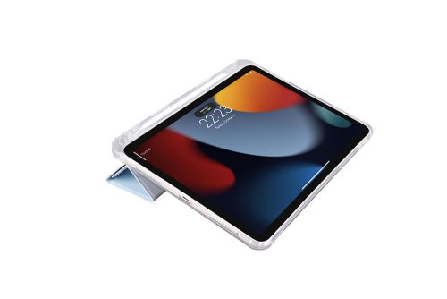 Apple iPad 10.2 (2019/2020/2021) tablet tok (Smart Case) on/off funkcióval,     Apple Pencil tartóval - Devia Gremlin Series Case With Pencil Slot - kék