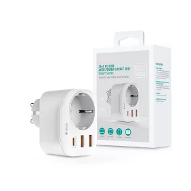   Devia hálózati csatlakozóaljzat 2xUSB + Type-C PD kimenettel - Devia Smart      Series 2A+C PD 20W Auto Power Socket - fehér