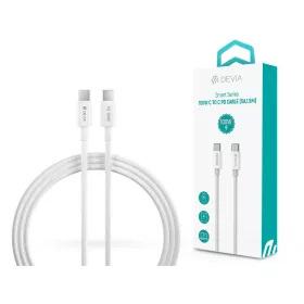   Devia USB Type-C - USB Type-C adat- és töltőkábel 1,5 m-es vezetékkel - Devia   Smart Series 100W C To C PD Cable - 100W - fehér