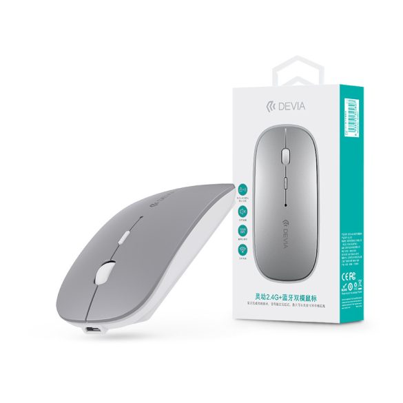 Devia vezeték nélküli egér - Devia Lingo Series 2.4G+Wireless Dual Mode Mouse - ezüst