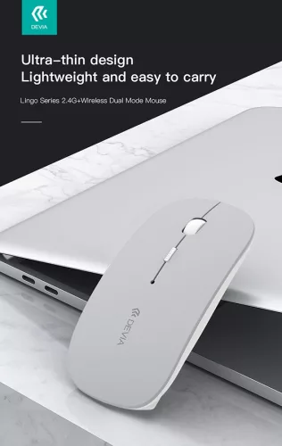 Devia vezeték nélküli egér - Devia Lingo Series 2.4G+Wireless Dual Mode Mouse - ezüst