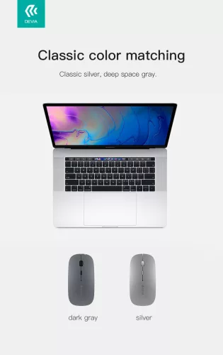 Devia vezeték nélküli egér - Devia Lingo Series 2.4G+Wireless Dual Mode Mouse - ezüst
