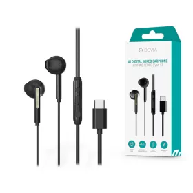   Devia univerzális sztereó felvevős fülhallgató - Type-C - Devia Kintone Series  A1 Digital Wired Earphone - fekete
