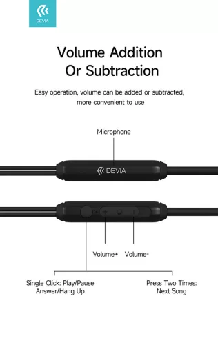 Devia univerzális sztereó felvevős fülhallgató - Type-C - Devia Kintone Series  A1 Digital Wired Earphone - fekete