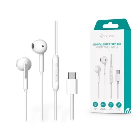   Devia univerzális sztereó felvevős fülhallgató - Type-C - Devia Kintone Series  A1 Digital Wired Earphone - fehér