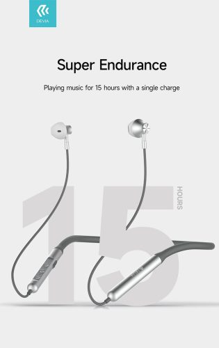 Devia Sport Bluetooth sztereó fülhallgató v5.2 - Devia Smart Series Silicone Neckband Headphones V2 - szürke