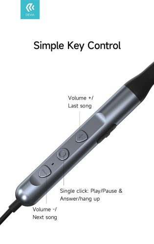 Devia Sport Bluetooth sztereó fülhallgató v5.2 - Devia Smart Series Silicone Neckband Headphones V2 - szürke