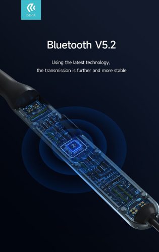 Devia Sport Bluetooth sztereó fülhallgató v5.2 - Devia Smart Series Silicone Neckband Headphones V2 - szürke