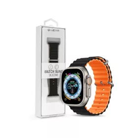   Apple Watch szilikon sport szíj - Deluxe Series Sport6 Silicone Two-tone Watch  Band - 38/40/41 mm - fekete/narancs