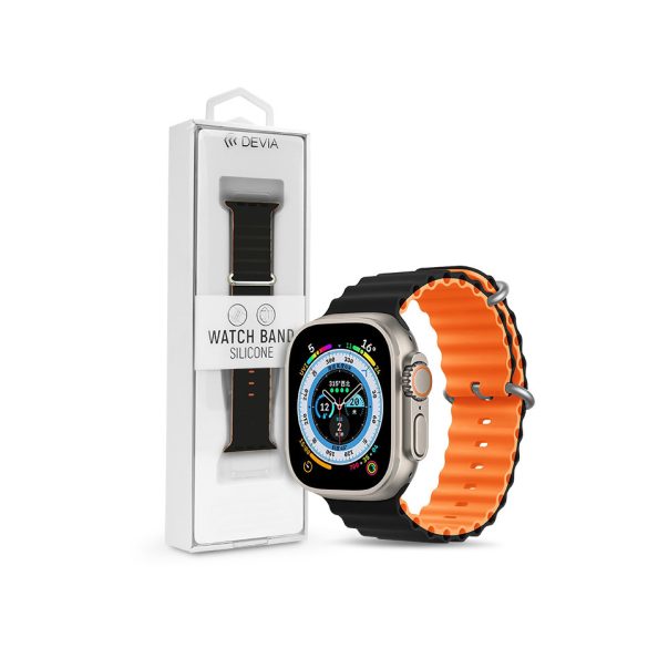 Apple Watch szilikon sport szíj - Deluxe Series Sport6 Silicone Two-tone Watch  Band - 38/40/41 mm - fekete/narancs