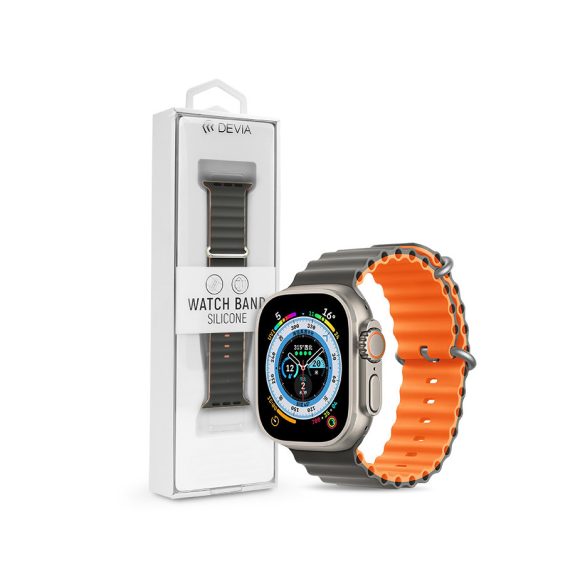 Apple Watch szilikon sport szíj - Deluxe Series Sport6 Silicone Two-tone Watch  Band - 38/40/41 mm - szürke/sárga