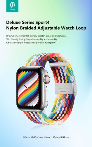 Apple Watch fonott szövet sport szíj - Devia Nylon Woven Deluxe Series Sport4 Watch Loop - 42/44/45/49 mm - rainbow