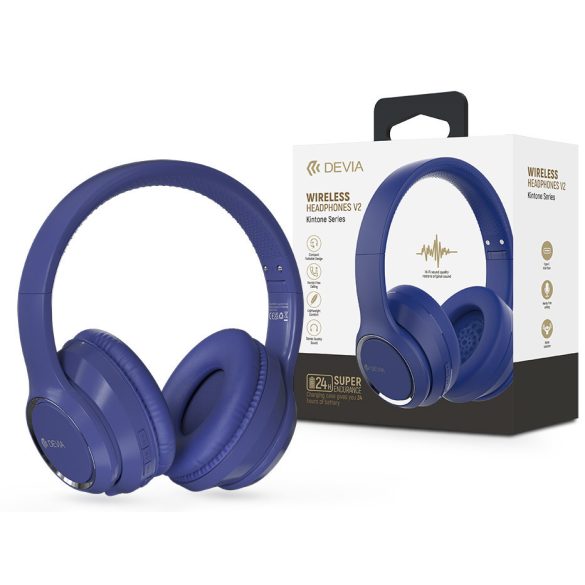 Devia Wireless Bluetooth sztereó fejhallgató beépített mikrofonnal - Devia      Kintone Series Wireless Headphones V2 - kék