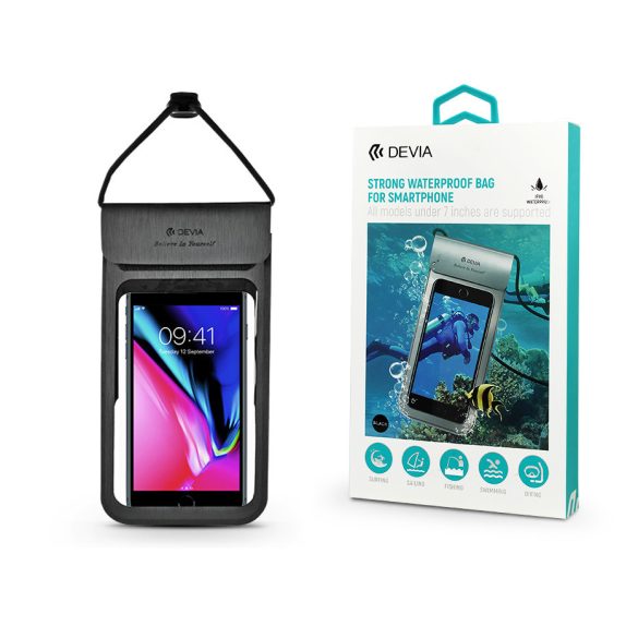 Devia univerzális vízálló védőtok max. 7'' méretű készülékekhez - Devia Strong Waterproof Bag For Smartphone - fekete