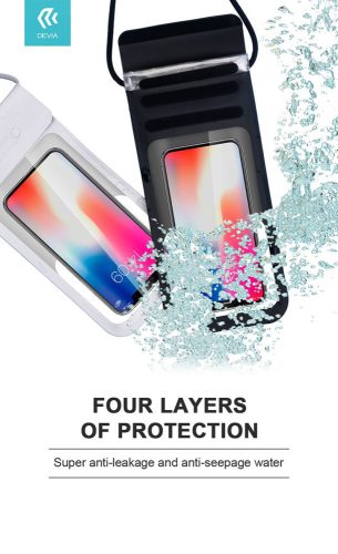Devia univerzális vízálló védőtok max. 7'' méretű készülékekhez - Devia Strong Waterproof Bag For Smartphone - fekete
