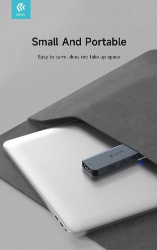 Devia USB Type-C - 2xUSB 3.0 + PD + HDMI elosztó/adapter - Devia Leopard 4in1 Hub (Updated) - szürke