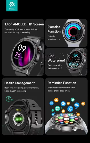 Devia Pro1 Smart Watch okosóra AMOLED kijelzővel - ezüst