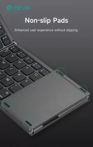 Devia összecsukható vezeték nélküli Bluetooth billentyűzet érintőpaddal - Devia Lingo Series Foldable Wireless Keyboard with Touchpad - fekete