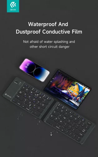 Devia összecsukható vezeték nélküli Bluetooth billentyűzet - Devia Lingo Series Foldable Wireless Keyboard - fekete
