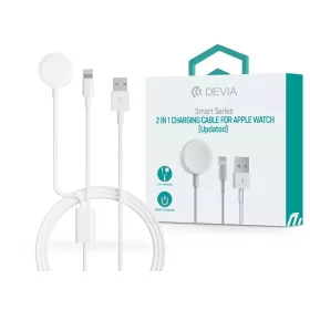   Devia mágneses töltőkábel Apple Watch órához + USB-A - Lightning kábel - Devia Smart Series 2in1 Charging Cable for Apple Watch - fehér