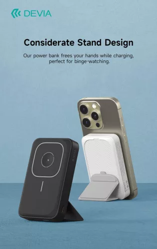 Devia Extreme Speed Series 3in1 Magnetic Wireless PD 20W powerbank/állvány - 10.000 mAh - fekete
