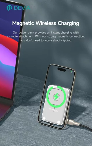 Devia Extreme Speed Series 3in1 Magnetic Wireless PD 20W powerbank/állvány - 10.000 mAh - fehér