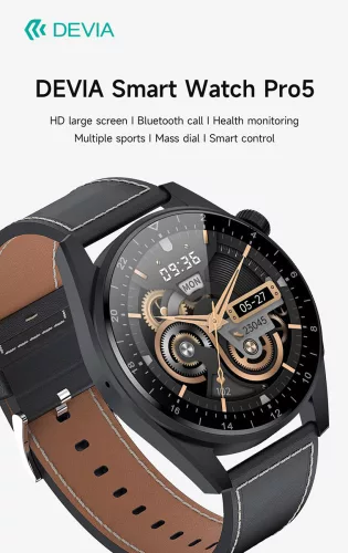 Devia Smart Watch Pro5 okosóra pótszíjjal - fekete
