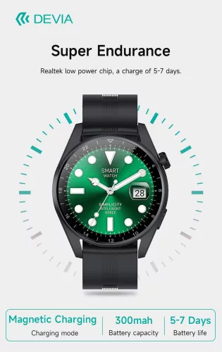Devia Smart Watch Pro5 okosóra pótszíjjal - fekete