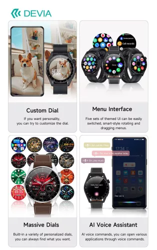 Devia Smart Watch Pro5 okosóra pótszíjjal - fekete