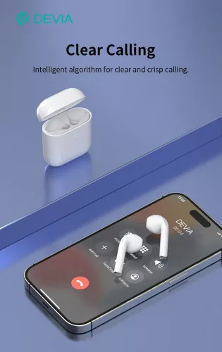 Devia TWS Bluetooth sztereó headset v5.3 + töltőtok - Devia Airbuds-TWS Wireless Earphone with Charging Case - fehér
