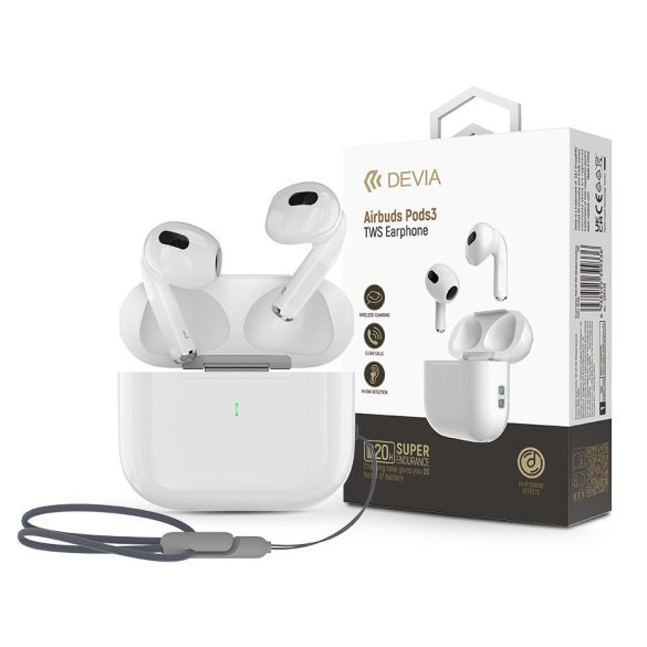 Devia TWS Bluetooth sztereó headset v5.3 + töltőtok - Devia Airbuds Pods3 TWS Wireless Earphone with Charging Case - fehér