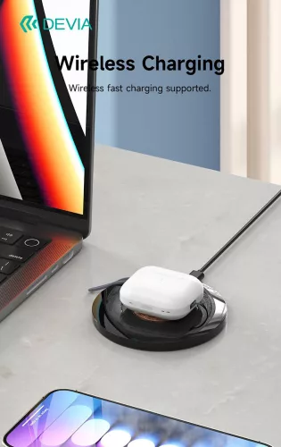 Devia TWS Bluetooth sztereó headset v5.3 + töltőtok - Devia Airbuds Pods3 TWS Wireless Earphone with Charging Case - fehér