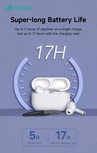 Devia TWS Bluetooth sztereó headset v5.3 + töltőtok - Devia Airbuds Pods2 TWS Wireless Earphone with Charging Case - fehér