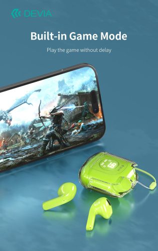 Devia TWS Bluetooth sztereó headset v5.3 + töltőtok - Devia TWS-M6 Wireless Earphone with Charging Case - fehér