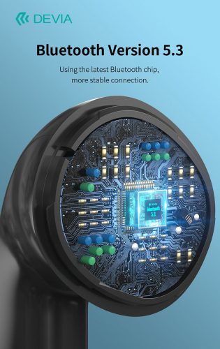 Devia TWS Bluetooth sztereó headset v5.3 + töltőtok - Devia TWS-M6 Wireless Earphone with Charging Case - fehér