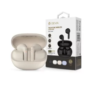   Devia TWS Bluetooth sztereó headset v5.3 + töltőtok - Devia TWS-M7 ENC Wireless Earphone with Charging Case - bézs