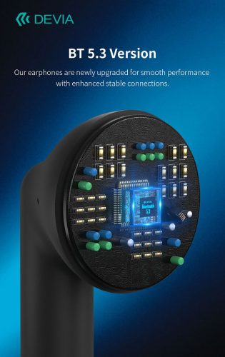 Devia TWS Bluetooth sztereó headset v5.3 + töltőtok - Devia TWS-M7 ENC Wireless Earphone with Charging Case - lila