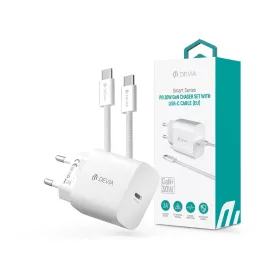   Devia Smart Series 30W GaN PD+QC hálózati gyorstöltő adapter + Type-C/Type-C kábel - fehér