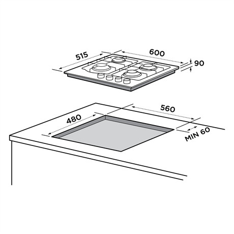Midea MG60096TGB-HR főzőlap beépíthető gáz