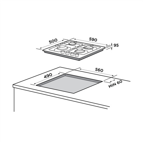 Midea MG60401X-HR főzőlap beépíthető gáz