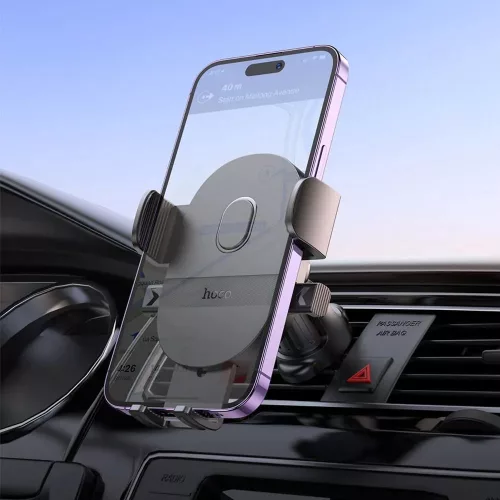 HOCO univerzális szellőzőrácsba illeszthető  autós tartó 4,5-7'' méretű         készülékekhez - HOCO H18 Mighty Air Vent Car Holder - fekete