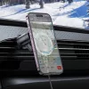 HOCO Qi vezeték nélküli, szellőzőrácsba illeszthető autós tartó/gyorstöltő      MagSafe funkcióval - HOCO HW6 Magnetic Car Holder - fekete