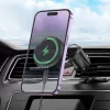 HOCO Qi vezeték nélküli, szellőzőrácsba illeszthető autós tartó/gyorstöltő      MagSafe funkcióval - HOCO HW6 Magnetic Car Holder - fekete
