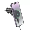 HOCO Qi vezeték nélküli, szellőzőrácsba illeszthető autós tartó/gyorstöltő      MagSafe funkcióval - HOCO HW6 Magnetic Car Holder - fekete