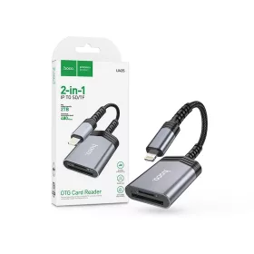   HOCO SD/microSD mermóriakártya-olvasó Lightning csatlakozóval - HOCO UA25 OTG Card Reader - fekete/szürke