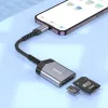 HOCO SD/microSD mermóriakártya-olvasó Lightning csatlakozóval - HOCO UA25 OTG Card Reader - fekete/szürke