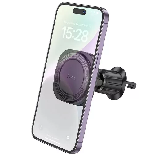 HOCO univerzális szellőzőrácsba illeszthető mágneses autós tartó 4,5-7'' méretű készülékekhez - HOCO H28 Magnetic Air Vent Car Holder - fekete