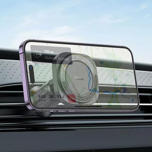 HOCO univerzális szellőzőrácsba illeszthető mágneses autós tartó 4,5-7'' méretű készülékekhez - HOCO H28 Magnetic Air Vent Car Holder - fekete